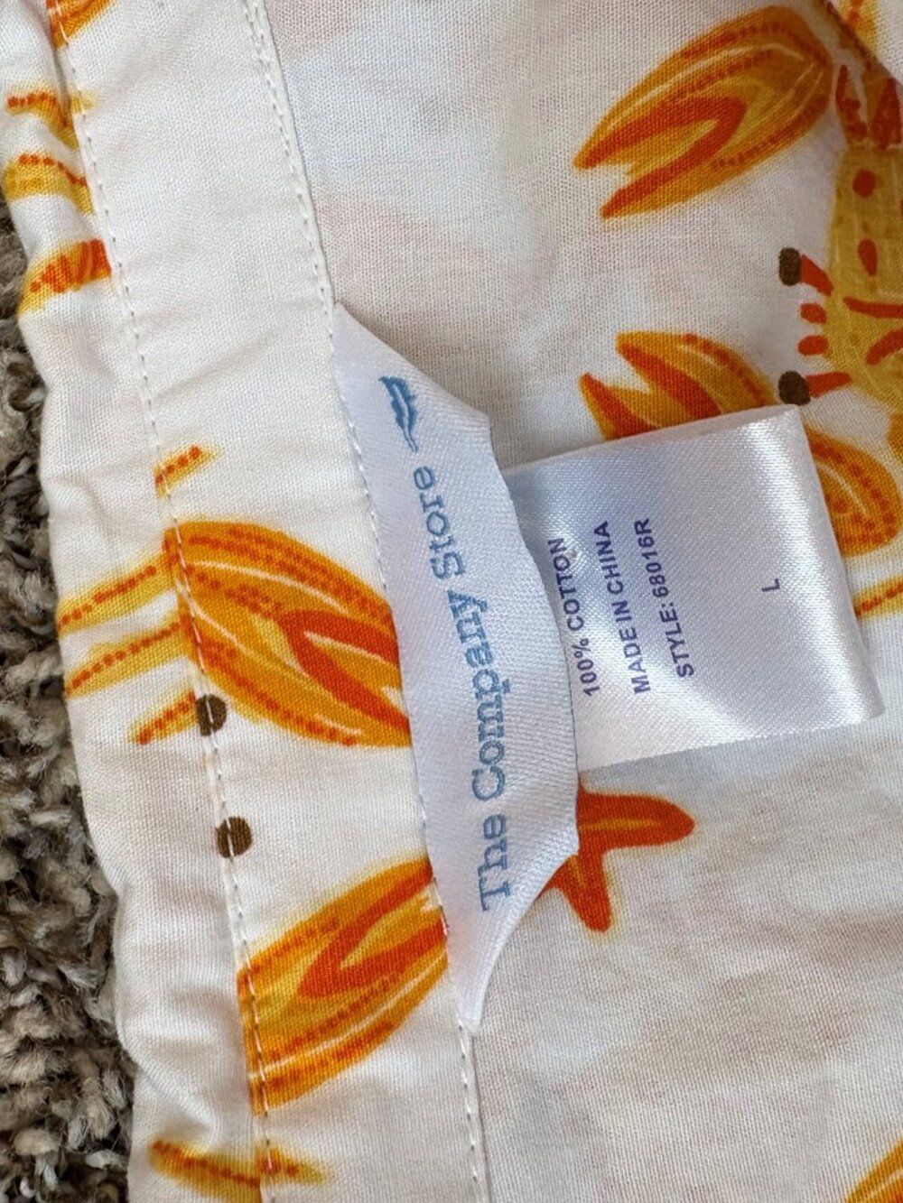 The Company Store White Long Sleeve Shirt Dress with Yellow Crab Print - Picture 2 of 3